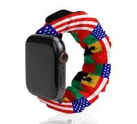 African U.S. Unity Flag Scrunchies Watch Band Compatible with IWatch Stretchy Elastic Replacement Strap 42mm/44mm