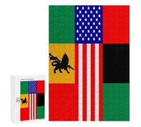African U.S. Unity Flag Vertical Wooden Puzzles for Adults Colorful Jigsaw Puzzle Home Decors Gift 300 PCS
