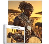 African Warriors Beating Drums 1000 Piece Jigsaw Puzzles for Adults Tribal Tattoo Art Jigsaw Puzzle Colorful DIY Puzzles for Home Decoration Gifts Family Puzzle Perfect for Game Nights 50×70cm