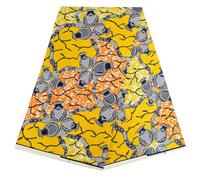 African Wax Fabric 6 Yards, Printed Ankara Polyester Cloth for Sewing, Dresses & Party Wear K6