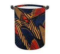 African Wax Pattern Funny Laundry Baskets Collapsible Waterproof Clothes Hamper Storage Bins with Handles 13.8"x13.8"x17.3" 17.3"x17.3"x17.3"
