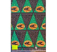 African Wax Print Cotton Fabric - Ankara Cloth Fabric- 6 Yards Pack - 5.5m x1.2m- Fabric for Dress and Hijab - Sewing Fabric (Black with Green and Brown tringles)