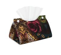 African Wax Print Rose Printed Square Decorative Tissue Storage Rack, Household And Office Car Tissue Box