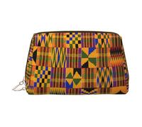 African Weaving Leather Toiletry Organizer Bag, Travel-Friendly Makeup Pouch for Women