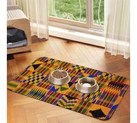african weaving print Cats Pet Bowl Placemat Pet Feeding Mats for Dogs, Non-Slip PU Leather Tablecloth for Pets