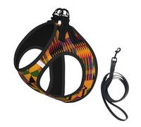 African Weaving Print Dog Harness Small Sized And Leash Set, Step In Soft Light Puppy Vest Breathable Mesh Pet Harness