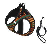 African Weaving Print Dog Harness with Leash Set with Thickened Padded Vest for Extra-Small/Small Medium Dogs