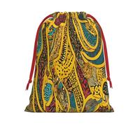 african weaving -Print Drawstring Gifts Bags S Size - Soft Flannel Fabric Reusable For Wedding Party Favors Gifts Packaging