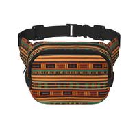 african weaving Print Fashion Waist Packs Square Layer Waist Bag Black Belt Bag with Adjustable Strap, Black, One Size