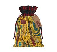 african weaving -Print Multi-Colored Burlap Drawstring Pouches, Eco-Friendly Bags For Parties Wedding Favors Packaging S Size