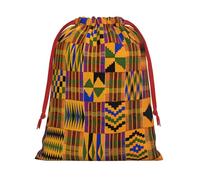 African Weaving Print Santa Sack Drawstring Bags For Presents, Reusable Plush Holiday Fabric Gift Bags- L Size