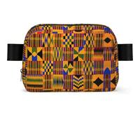 African Weaving Print Square Bumbag Fanny Pack for Men Women Adjustable Belt Bag Waterproof Cross Body Bag Chest Bag
