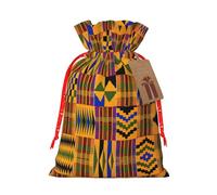 African Weaving Printing 4.7x6.9 Inch Christmas Bag Drawstring Closure,For Christmas Anniversaries Birthdays