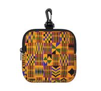 African Weaving Square Zipper Pouch with All-Over Print,Waterproof Rubber-Fabric, Lightweight Durable Small Organizer Bag for Coins, Cards, Keys