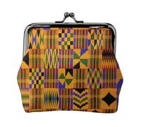African Weaving Women's Leather Kiss-Lock Coin Purse,Double-Sided Full Print Pattern,Ultra-Fine Fiber Leather,Small Clutch Wallet for Cash,Cards,Coins