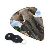 African Wild Animals Elephant Guitar Plectrums, 6 Guitar Plectrums, Printed on both sides for Electric Guitar Bass Ukulele (0.46 mm 0.71 mm 0.96 mm)