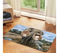 African Wild Animals Elephant print Cats Pet Bowl Placemat Pet Feeding Mats for Dogs, Non-Slip PU Leather Tablecloth for Pets