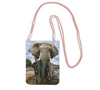 African Wild Animals Elephant Print Crossbody Bag For Women, Mini Phone Purses, Cute Phone Wallet, For Hiking Travel Gift