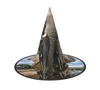 African Wild Animals Elephant Print Halloween Witch Hat Costume Accessory Women Hats For Halloween Party Cosplay For Home, Yard,