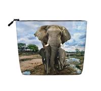 African Wild Animals Elephant Print Makeup Bag for Women,Portable Cosmetic Bag Toiletry Bag, Capacious Travel Makeup Organizer