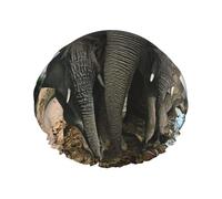 African Wild Animals Elephant Print Shower Essentials Bonnet For Women, Large Washable Elastic Band Bath Hair Wrap Shower Cap