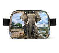 African Wild Animals Elephant Print Square Bumbag Fanny Pack for Men Women Adjustable Belt Bag Waterproof Cross Body Bag Chest Bag