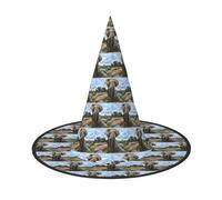 African Wild Animals Elephant Printing 2 Pack Halloween Hat Soft Witch Hats For Carnivals Masquerades Space Saving Caps