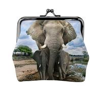 African Wild Animals Elephant Printing Lightweight Coin Purse, Minimalist Wallet for Coffee Runs and Local Outings