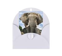 African Wild Animals Elephant Printing Vertical Blank Paper Holiday Greeting Thankful For You (Thinking Of You Card Birthday Card)