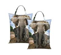 African Wild Animals Elephant Travel Laundry Bag Large Waterproof Dirty Clothes Bag with Zipper Reusable Washable Storage Bag with Handle for Gym Beach Travel