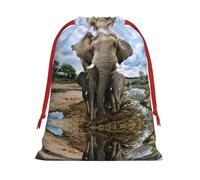 African Wild Animals Elephant Ultra Soft Velvet Gift Bag, Comfortable To The Touch, Reusable