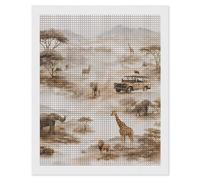 African Wild Animals Migration Adults Diamond 5D Painting Kit Square Drill DIY Art Craft Wall Decor