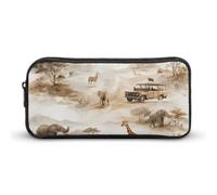 African Wild Animals Migration Cosmetic Bag Makeup Organizer Pencil Case Large Capacity Pouch for Travel