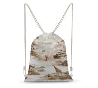 African Wild Animals Migration Men Drawstring Bags Backpack 35x50cm