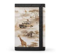 African Wild Animals Migration Men Trifold Wallets with Card Holders Keychain Slim Purse Money Clip for Women