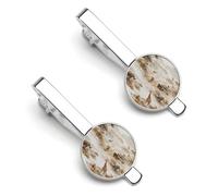 African Wild Animals Migration Men's Tie Clips Necktie Bar Pinch Clip Set of 2 Formal Business Wedding Accessories