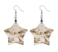 African Wild Animals Migration Women's Earrings Wooden Pendant Dangle Jewelry Stylish Accessories for Party