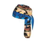 African Wild Animals Print Helmet Cap Quick Dry Cycling Skull Wrap Breathable Polyester Adjustable Adult Summer Beanie