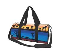 African Wild Animals Print Sports Duffel Bag 25l - Round Travel Holdall Duffle Bags for Men & Women - for Gym, Hiking, Yoga, Swimming 45 X 23 X 23 Cm
