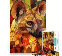 African Wild Dog Mosaic Adults Puzzles 1000 Piece Jigsaws Brain Skill Good Thick Pattern Assemble Night Game (50x75cm)