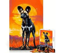 African Wild Dog Sunset 1000 Piece Jigsaw Puzzles Logic Play DownTime Game Family Enjoyable Xmas Santa Gift (38x26cm)