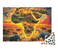 African Wildlife 1000 Piece Jigsaw Puzzle Paper Puzzle for Adults Safari Landscape Focus Training Home Decor Stress Relief 52x38cm/1000pcs