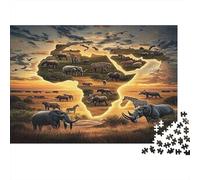 African Wildlife 1000pcs Jigsaws for Adults, Premium Cardboard, Africa Map Savanna, Challenging Puzzle, Mental Workout Leisure Activity, Boosts Memory & Patience for All Lovers 70x50cm/1000pcs