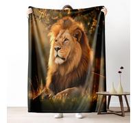 African Wildlife Blanket for Couch, Savannah Animal Lion Fleece Blanket 60"x80" Warm Soft, Wild Animal Throw Blanket for Bed, Cozy Lightweight Washable Bedding for All Season