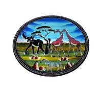 African Wildlife Collectable Display Plate Soap stone Fair Trade Handcrafted Stone