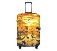 African Wildlife Elephant Sunset Elastic Travel Luggage Cover Suitcase Protector, Print Suitcase Baggage Cover Anti-Scratch