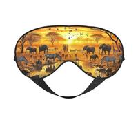African Wildlife Elephant Sunset Print Sleep Mask with Adjustable Strap, Comfortable Eye Cover for Travel, Yoga, Napping, Sleeping & Relaxation