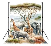 African-Wildlife-Harmony 5x7ft Photography Backdrop, Photo Background With Rod Pocket, Foldable Studio Backdrop For Birthday, Wedding, Party Decoration