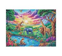 African Wildlife Jungle River 500-piece Jigsaw Puzzle Bundle Family Puzzle Lovers Brain Training Mindful Activity Spring Recycled Cardboard 500 PCS