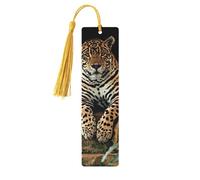 African Wildlife Leopard On Rock Print 5pcs Wooden Bookmarks with Tassels, Reading Page Markers Book Marks, Gifts for Men Women